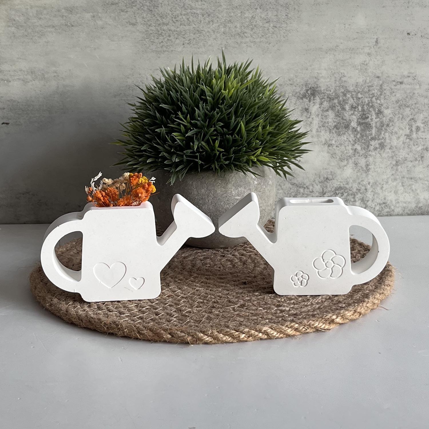 Potsticker Mold - 2 Stück Gips-Gießkanne Silikon-Harzform DIY Herz-Beton-Handwerksform